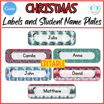 Editable Labels - Christmas and Holiday Gift Tags Printable - Name