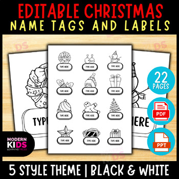 Preview of Editable Christmas Name Tags and Labels - PPTX File Included