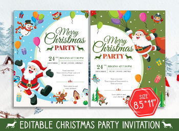 Preview of Editable Christmas Party Letter to Parents and Invitations - 2 Designs, 2 Sizes