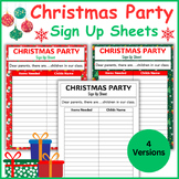 Editable Christmas Party Sign Up Sheets - Class Party