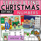 Editable Christmas Search and Find Math Centers- Numbers, 