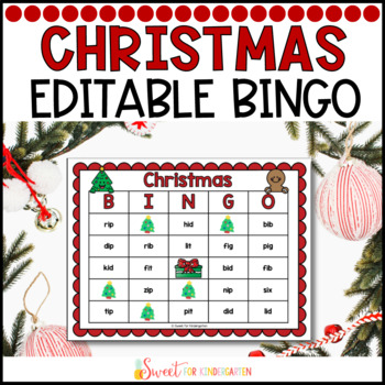 Preview of Editable Christmas Bingo Game Template | Phonics Activity Review Game