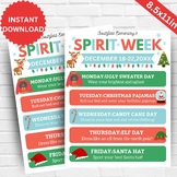 Editable Christmas Spirit Week Flyer Canva Template, Schoo