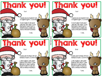 Editable Christmas Thank You Cards by That Teaching Spark | TpT