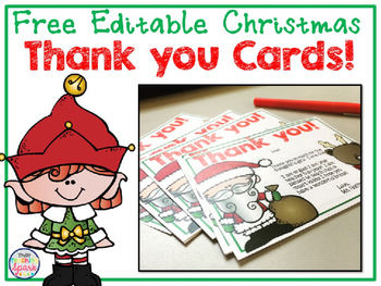 Preview of Editable Christmas Thank You Cards