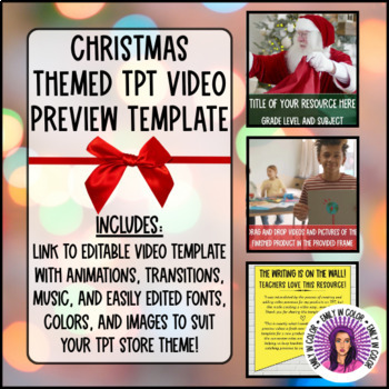 Preview of Editable Christmas Themed Video Product Preview Template For TPT Sellers