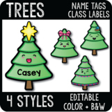 Editable Christmas Tree Name Tags, Christmas Decor Cubby Tag, Classroom Label