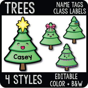 Preview of Christmas Tree Name Tags, Winter Decor Cubby and Locker Label