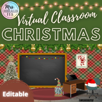 Preview of Editable Christmas Virtual Classroom Template for Bitmoji™ and Google Slides™