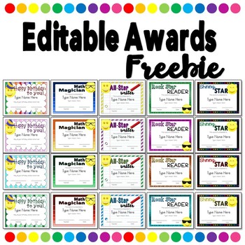 Preview of Editable Class Awards