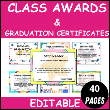 Preview of Editable Class Awards & Graduation Certificates | End of Year Awards