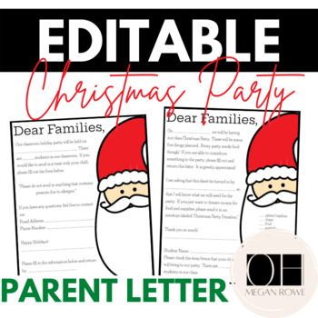 Preview of Editable Class Christmas/Holiday Party Letter with Blank Template