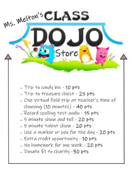 Preview of Editable Class Dojo Store for Incentives