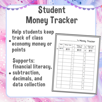 Preview of Class Economy Money Tracker | Money or Points Recording Sheet