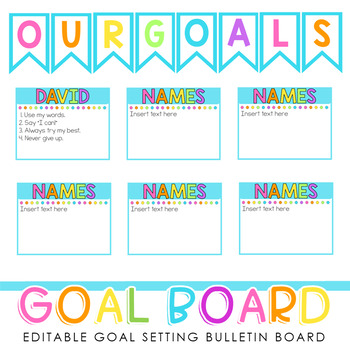 Preview of Classroom Goal Setting - Editable Goal Wall / Bulletin Board / Wall Display