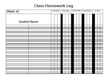 editable homework log