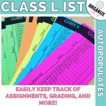 Preview of Editable Class List | Grading List | Autopopulate Student Checklist