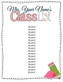 Editable Class List Poster