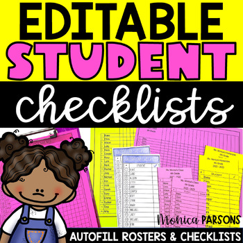 Preview of Editable Class List Template Classroom Checklist Roster Student Checklist