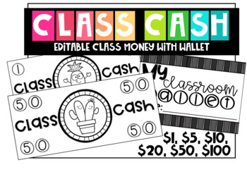 Preview of Editable Class Money and Wallet for Classroom Economy
