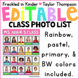 Editable Class Photo List Roster