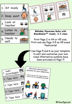 Preview of Editable Class Rules for Learners with Autism/SEN/Preschoolers (Boardmaker)