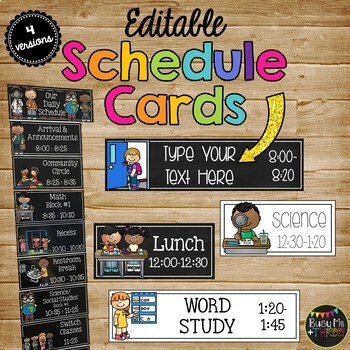 Preview of Daily Visual Schedule Cards Editable Times and Words Back to School Decor
