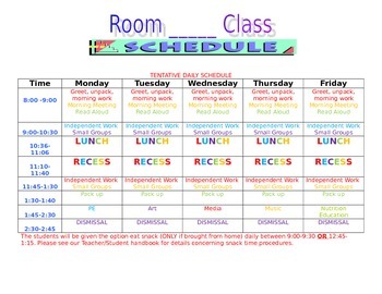 Editable Class Schedule Template By Teachingmermaid321 Tpt