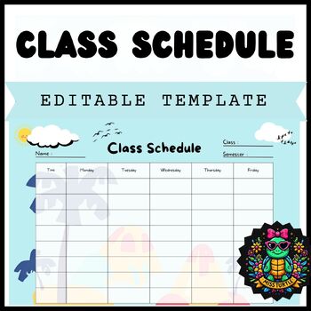Preview of Editable Class Schedule Template for Teachers and Students - Planners Organiser
