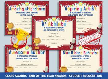 Preview of Editable Class Superlatives Awards, End of the Year Awards, Student Recognition