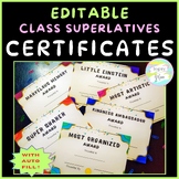 Editable Class Superlatives Certificates