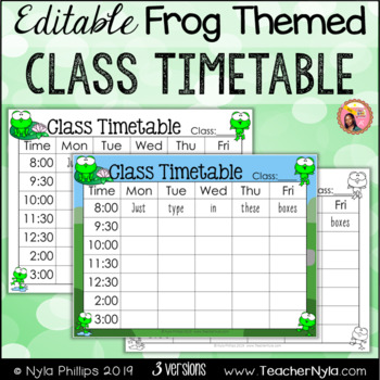 Preview of Editable Homeschool Timetable - Frog Theme