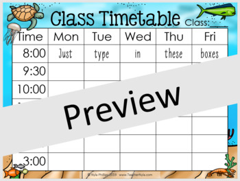 timetable chart for class ocean drawing with waves