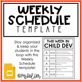 Preview of Editable Class Weekly Schedule Template | Google Slides