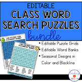 Editable Class Word Search Bundle