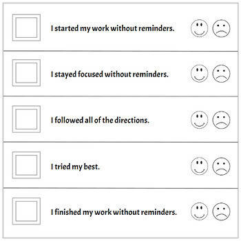 Preview of Editable Class Work or Homework Completion Behavior Checklist Chart or Desk Tag
