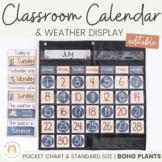 Editable Classroom Calendar | Boho Plants / Rustic Pocket 