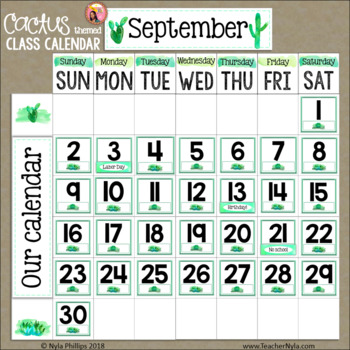 Cactus Classroom Calendar Bulletin Board Set - Editable | TpT