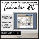 Editable Classroom Calendar Kit for Speech Therapy Room De