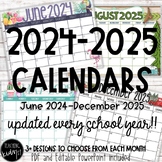 Editable Classroom Calendars - 2024-2025