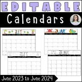 Editable Classroom Calendars - June 2023 - June 2024 Color