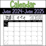 Editable Classroom Calendars - June 2024-June 2025 Black a