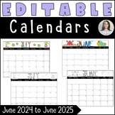 Editable Classroom Calendars - June 2024 - June 2025 Color