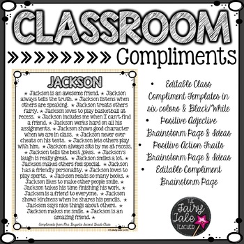 Preview of Editable Classroom Compliments Project
