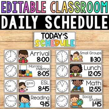 Editable Classroom Daily Schedule | Back to School Decor by Laura G SLP