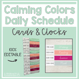 Editable Classroom Daily Schedule Cards with Time Calming Colors