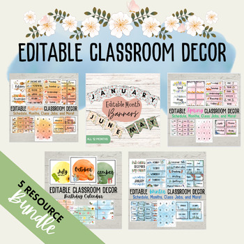 Preview of Editable Classroom Decor BUNDLE | Schedule | Labels | Calendar | Jobs |