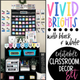 Editable Classroom Decor Bundle | Bright Boho Rainbow Theme