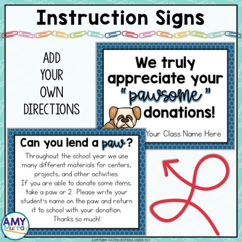 Editable Classroom Donations Kit with Paw Print Theme - Teaching  Exceptional Kinders