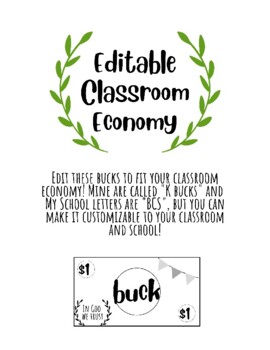 Preview of Editable Classroom Economy